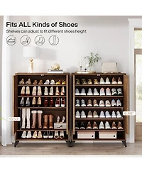Tribesigns Shoe Cabinet with Doors, 6-Tier Entryway Shoe Storage Cabinet with Adjustable Shelves
