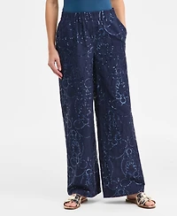 Jm Collection Women's Sequin Eyelet Wide-Leg Pants, Macy's Exclusive