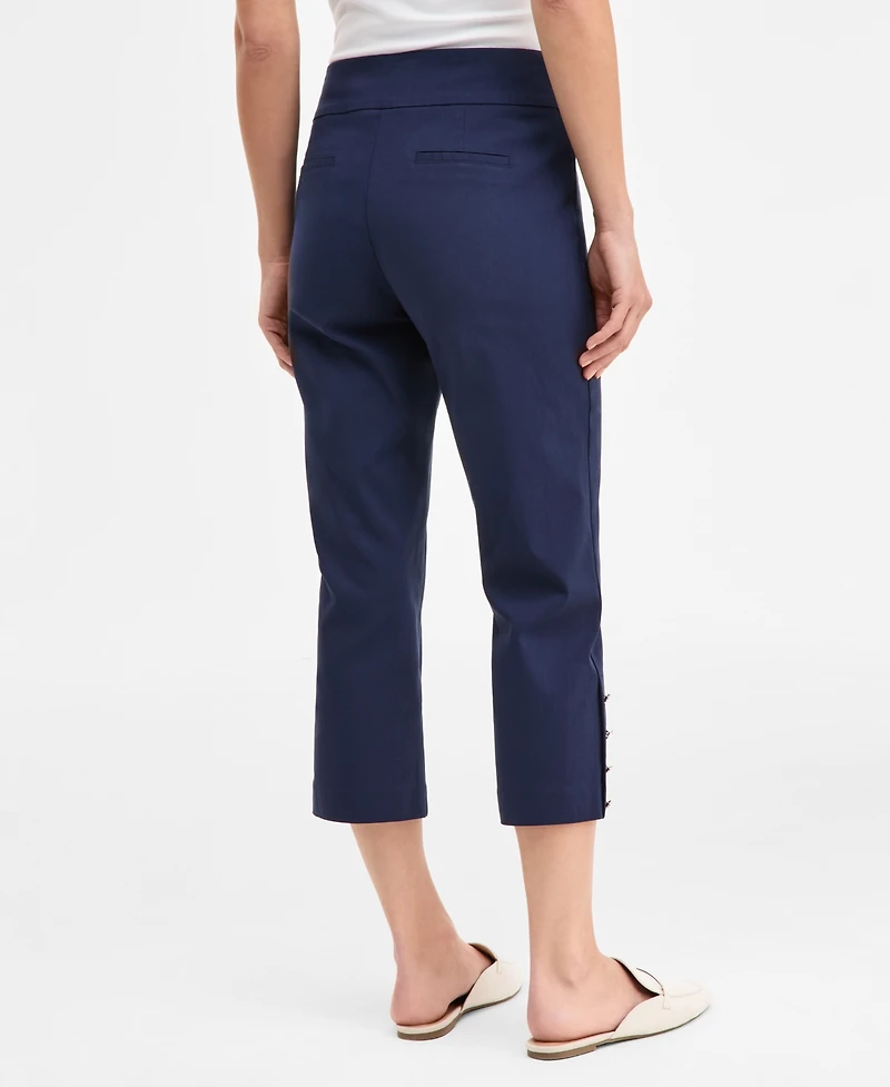 Jm Collection Women's Side-Button Pull-On Capri Pants, Macy's Exclusive
