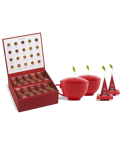 Tea Forte Holiday Warming Joy Bundle with 10-Pyramid Infusers, Cafe Cup and Tea Tray