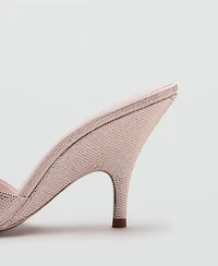 Mango Women's Rhinestone Studded Wedge Heel Sandals