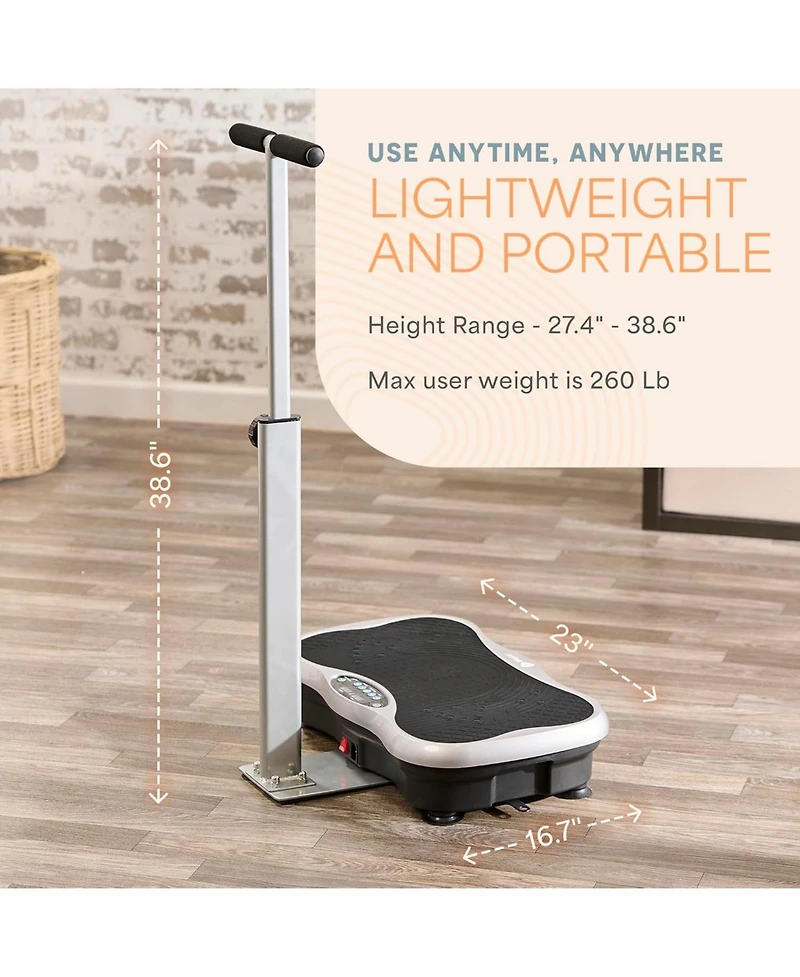 LifePro Vibration Plate Machine with Handlebar & Acupoints for Full-Body Fitness - Dark Gray