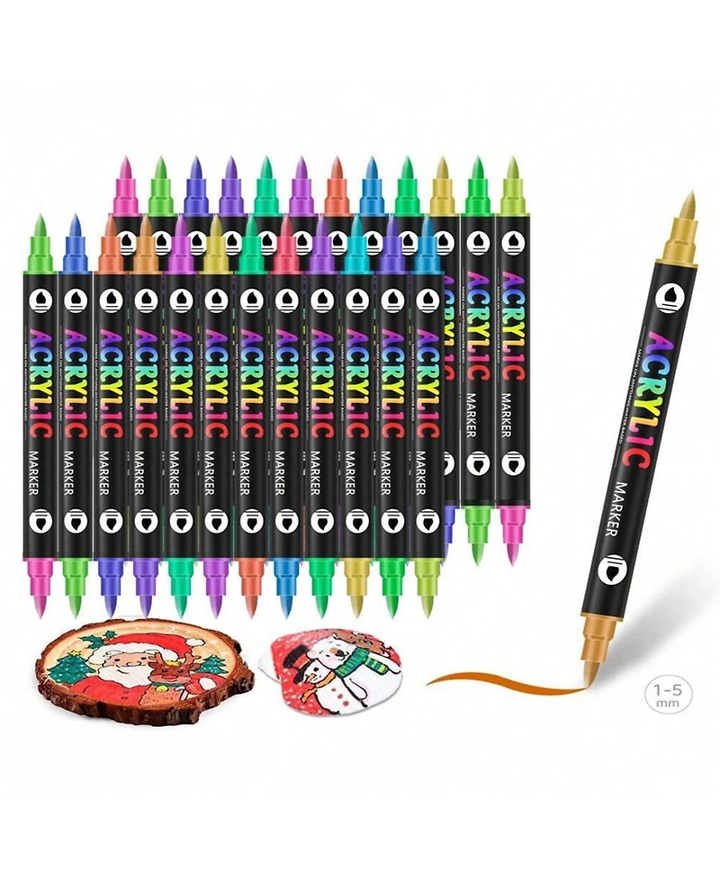Htutwoo 72 Colors Dual Tip Acrylic Paint Markers, Double Color Acrylic Paint Pens for Rock Painting, Stone, Wood, Canvas, Stone, Diy Art Supplies