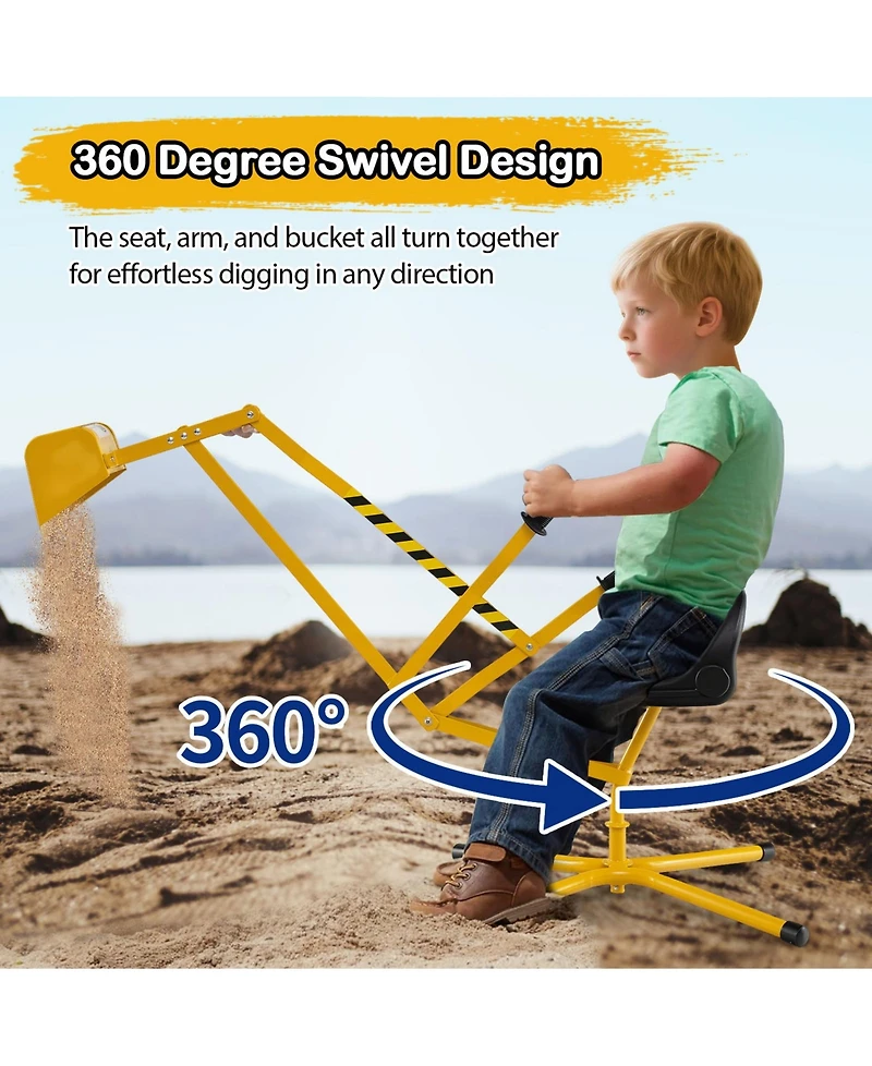 Sand Digger with 2-Handed Controls and Flexible Shovel for 3+ Years Old Kids