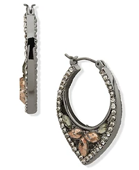 lonna & lilly Hematite-Tone Pave Stone Hoop Earrings