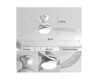 52-inch Modern Classic Silver 3-Blade Flush Mount with Intelligent Remote Control and Light