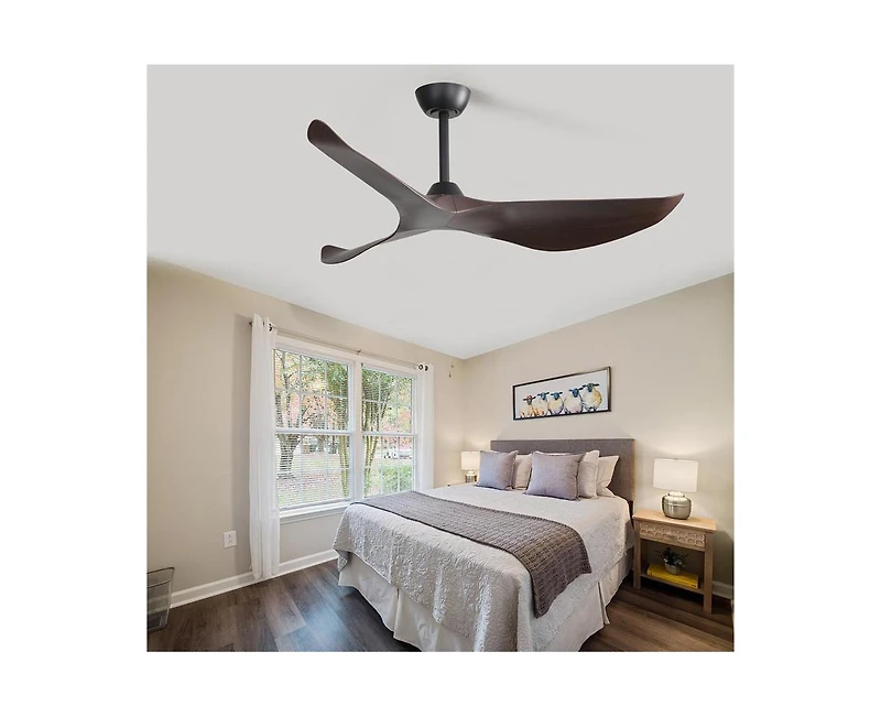 52-inch Lightweight Modern Black 3-Blade Ceiling Fans with Remote Control Function