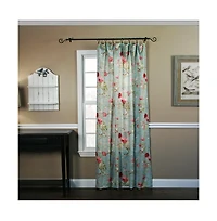 Balmoral Floral Print Tailored Panel Curtain 48-Inch-by-84-Inch - Sage/Wine