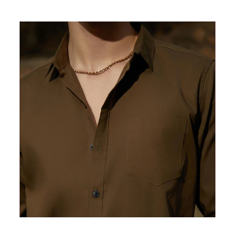 Campus Sutra Men's Olive Green Solid Button-Up Shirt