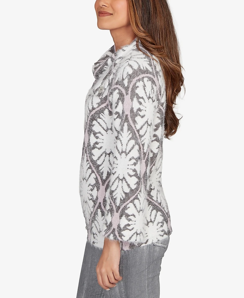 Ruby Rd. Petite Medallion Jacquard Sweater Knit Top