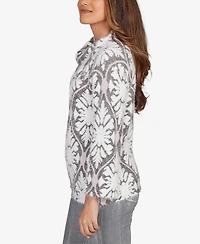 Ruby Rd. Petite Medallion Jacquard Sweater Knit Top