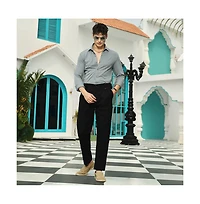 Campus Sutra Men's Coin Grey Chevron-Panel Tactile Shirt