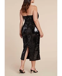 Eloquii Women's Plus Corset Bodice Sequin Dress