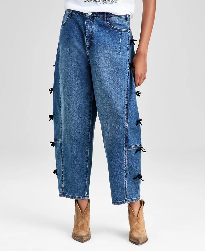And Now This Women's Bow-Detail Barrel-Leg Jeans, Macy's Exclusive