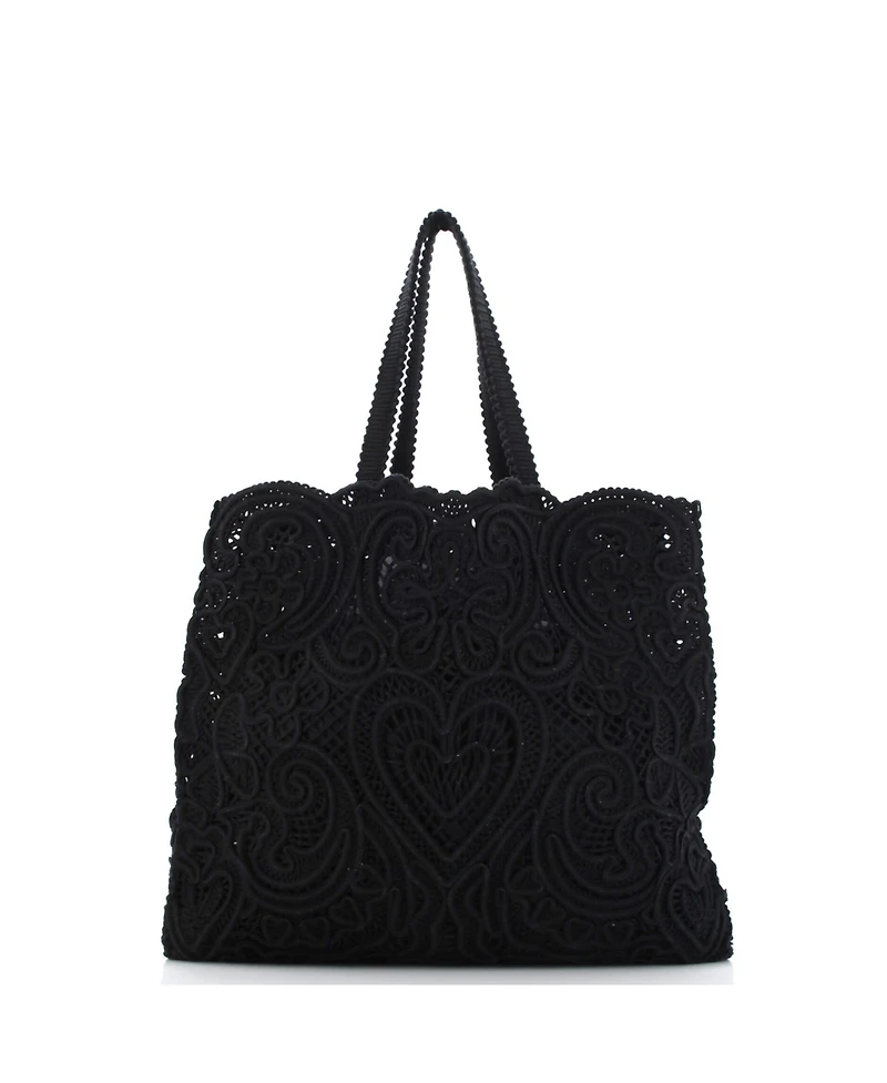 Pre-Owned Dolce & Gabbana Large Beatrice Tote Bag Crochet Lace Jacquard