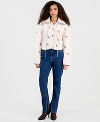 Blank Nyc Women's Sweet Talker Embroidered Fleece Jacket