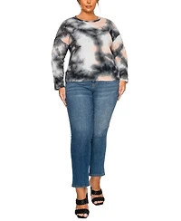 Coin 1804 Plus Brushed Tie Dye Waffle Crew Neck Top