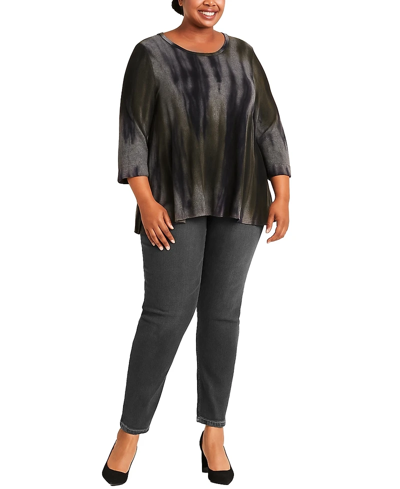 Coin 1804 Plus Tie Dye Cozy Button Back Top