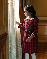 Hope & Henry Little and Big Girls' Organic Peter Pan Collar Dress with Ruffle Cuffs