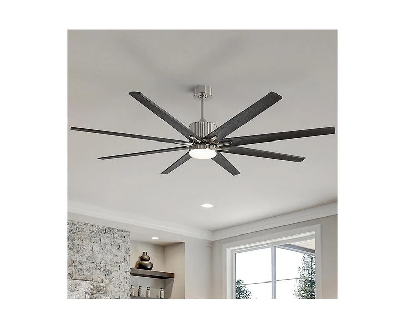 76-inch Modern and Simple Sand Nickel 8-Blade Ceiling Fans with Remote Control and Lighting Kit