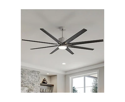76-inch Modern and Simple Sand Nickel 8-Blade Ceiling Fans with Remote Control and Lighting Kit