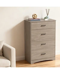 Airsurfer 4 Drawer Chest Brown Finish Modern Bedroom Dresser Storage Cabinet with Spacious Drawers for Clothes and Accessories