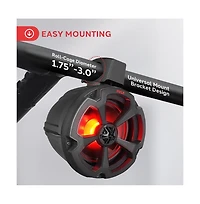 6.5'' Water-Resistant Marine / Off-Road Bt Speakers, 1200 Watt Amplified Vehicle System with Rgb Lights & Remote Control