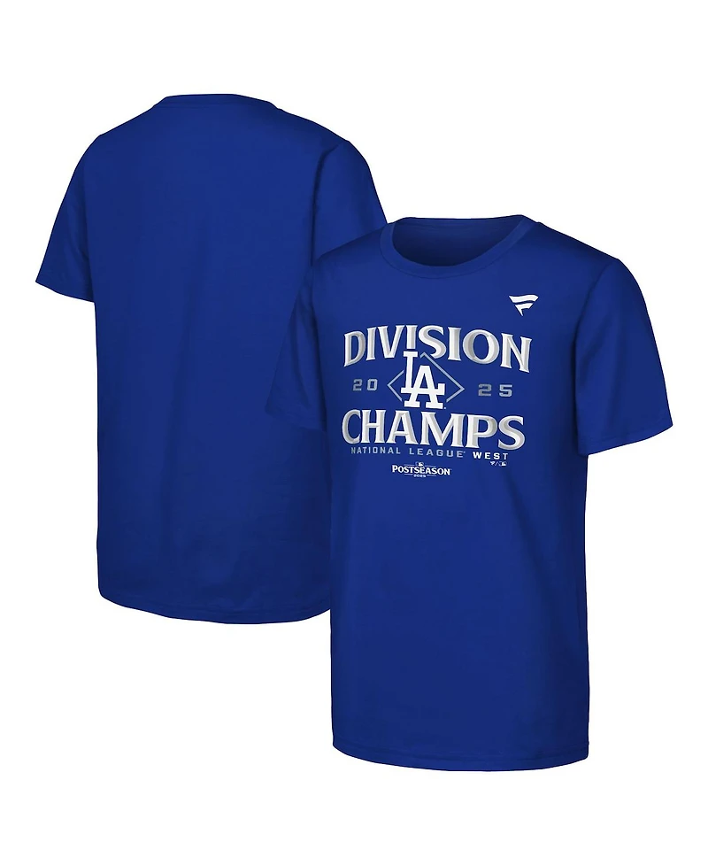Fanatics Big Boys and Girls Royal Los Angeles Dodgers 2025 Nl West Division Champions Locker Room T-Shirt