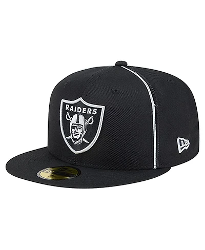 New Era Men's Black Las Vegas Raiders Soutache 59FIFTY Fitted Hat