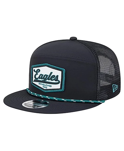 New Era Men's Black Philadelphia Eagles Ripstop Patch 9FIFTY Split Panel Snapback Hat
