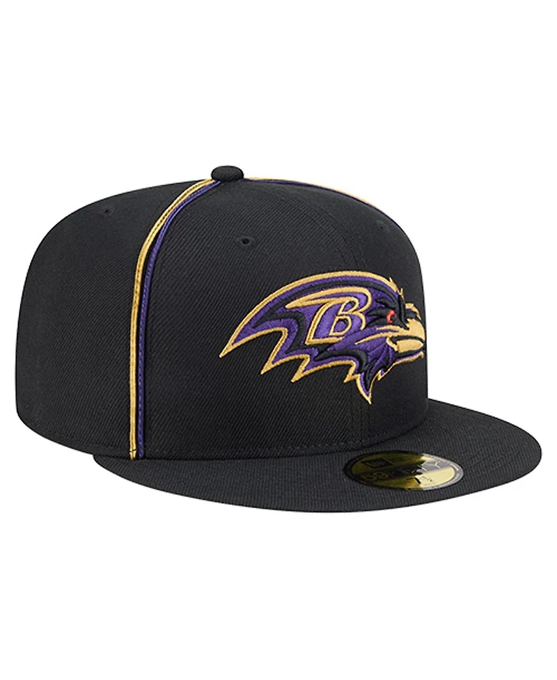New Era Men's Black Baltimore Ravens Soutache 59FIFTY Fitted Hat