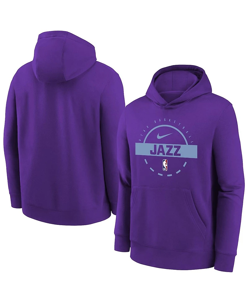 Nike Big Boys and Girls Purple Utah Jazz 2025/26 Club Fleece Practice Hoodie