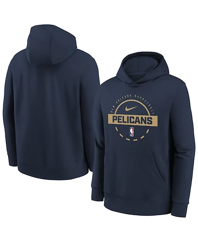Nike Big Boys and Girls Navy New Orleans Pelicans 2025/26 Club Fleece Practice Hoodie