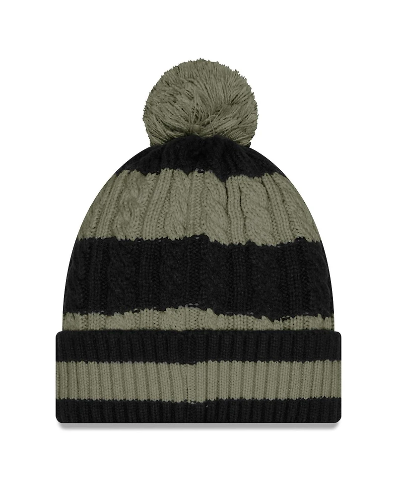 New Era Women's Gotham Green New York Jets 2025 Rivalries Collection Braided Cuffed Pom with Knit Hat