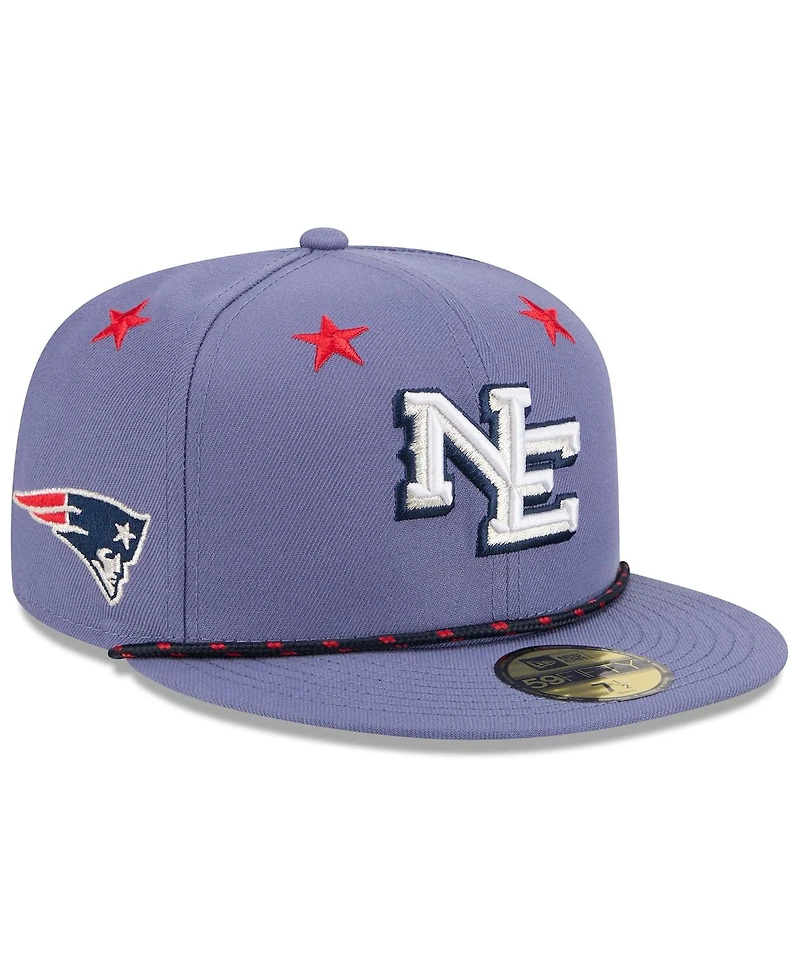 New Era Men's Meadow Blue New England Patriots 2025 Rivalries Collection Sideline Rope 59FIFTY Fitted Hat