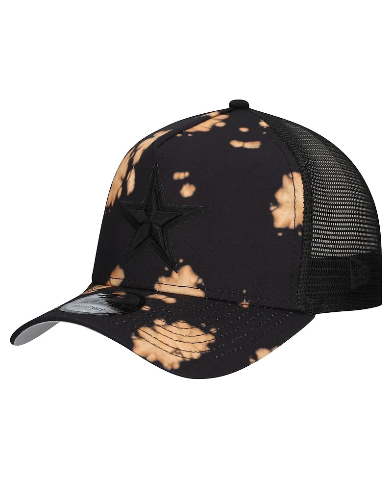 New Era Men's Black Dallas Cowboys Bleached 9FORTY A-Frame Adjustable Hat