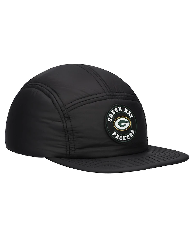New Era Men's Black Green Bay Packers Quilted Camper Adjustable Hat