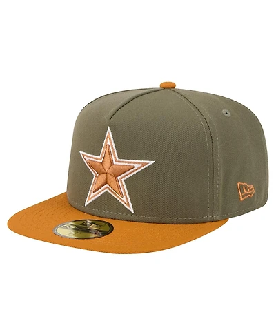 New Era Men's Olive/Brown Dallas Cowboys 2-Tone Color Pack A-Frame 59FIFTY Fitted Hat