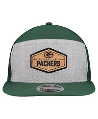 New Era Men's Gray/Green Green Bay Packers Cork Split Panel 9FIFTY Trucker Snapback Hat