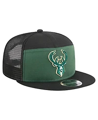 New Era Men's Hunter Green/Black Milwaukee Bucks Outdoor Split Panel 9FIFTY Snapback Hat
