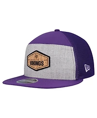 New Era Men's Gray/Purple Minnesota Vikings Cork Split Panel 9FIFTY Trucker Snapback Hat
