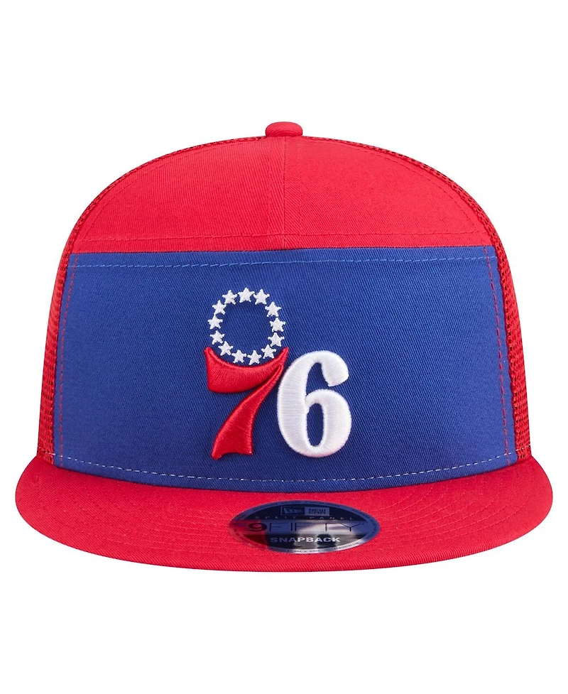 New Era Men's Royal/Red Philadelphia 76ers Outdoor Split Panel 9FIFTY Snapback Hat