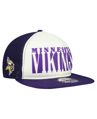 New Era Men's Cream/Purple Minnesota Vikings Cutout A-Frame 9FIFTY Snapback Hat