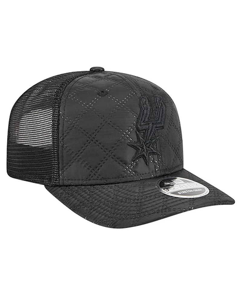 New Era Men's Black San Antonio Spurs Quilted 9SEVENTY Trucker Adjustable Hat