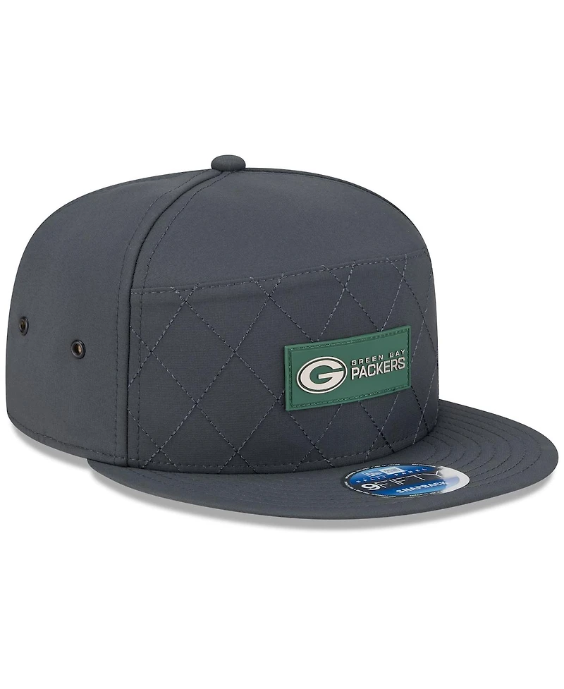 New Era Men's Charcoal Green Bay Packers 2025 Sideline Cold Weather Split Panel 9FIFTY Snapback Hat