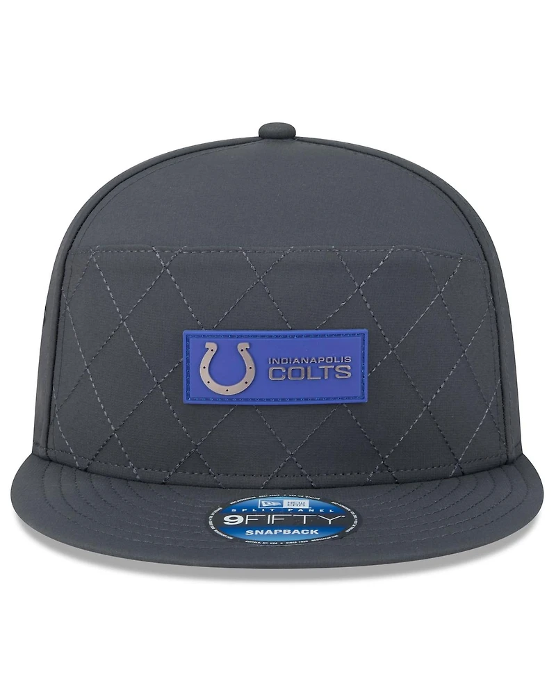 New Era Men's Charcoal Indianapolis Colts 2025 Sideline Cold Weather Split Panel 9FIFTY Snapback Hat