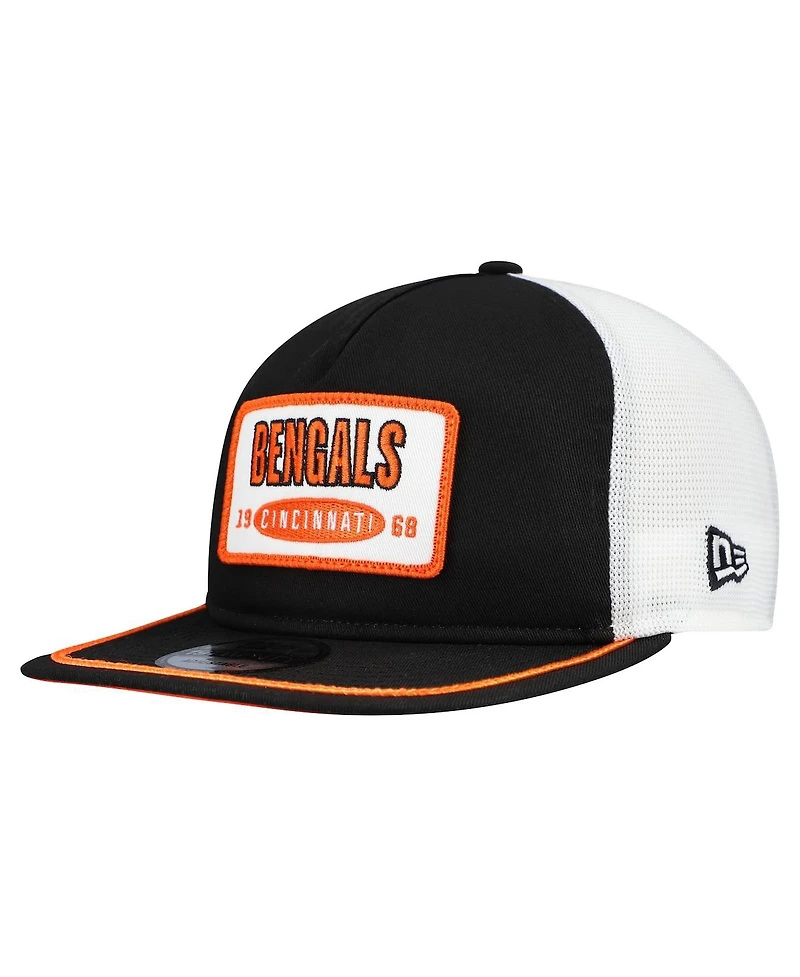 New Era Men's Black/White Cincinnati Bengals Patch 19TWENTY Adjustable Hat