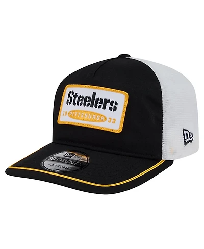 New Era Men's Black/White Pittsburgh Steelers Patch 19TWENTY Adjustable Hat