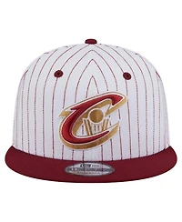 New Era Men's White Cleveland Cavaliers Deceptor Pinstripe 9FIFTY Snapback Hat