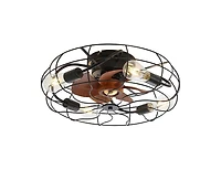 20-inch Rustic Minimalist Style Black Caged Indoor 3 Blades Ceiling Fan Light with Remote Control Support Six Speed Ajustable and Timing Function